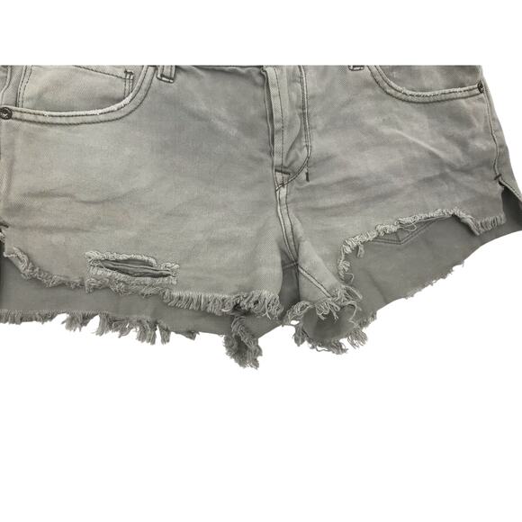 Free People Gray Distressed Denim Cut Off Jean Shorts 27 Button Fly - Picture 3 of 8